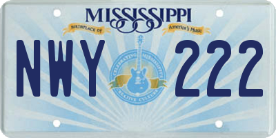 MS license plate NWY222