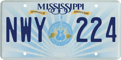 MS license plate NWY224