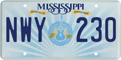 MS license plate NWY230