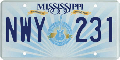 MS license plate NWY231