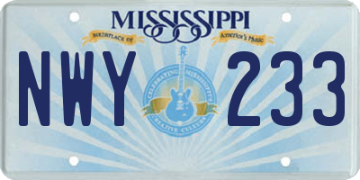MS license plate NWY233