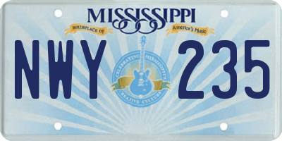MS license plate NWY235