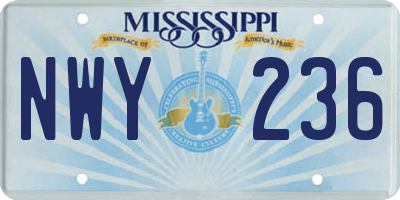 MS license plate NWY236