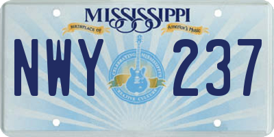 MS license plate NWY237