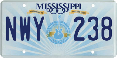 MS license plate NWY238