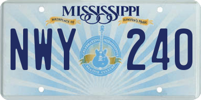 MS license plate NWY240