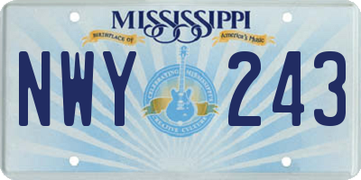 MS license plate NWY243