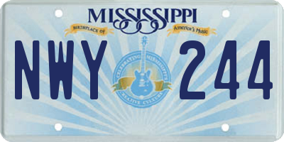 MS license plate NWY244