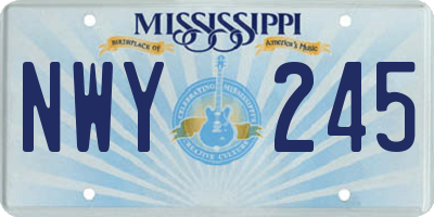 MS license plate NWY245