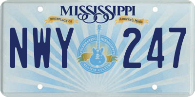 MS license plate NWY247