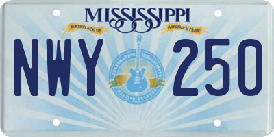 MS license plate NWY250