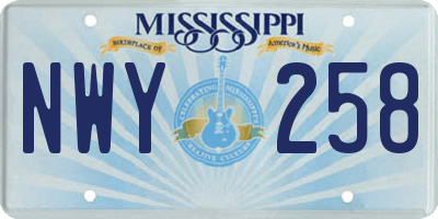 MS license plate NWY258