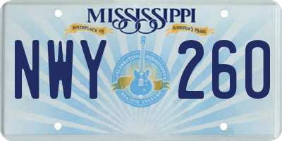 MS license plate NWY260