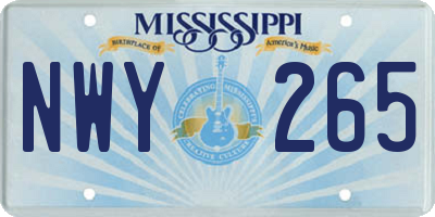 MS license plate NWY265
