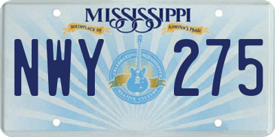 MS license plate NWY275