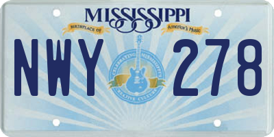 MS license plate NWY278