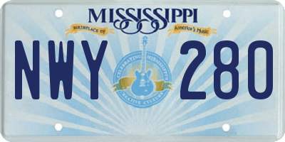 MS license plate NWY280