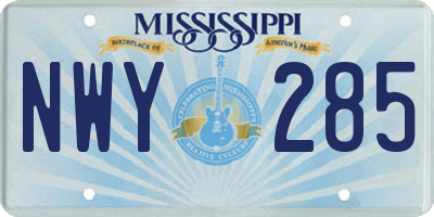 MS license plate NWY285