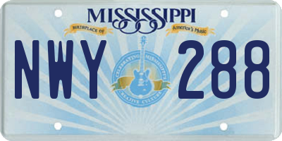 MS license plate NWY288