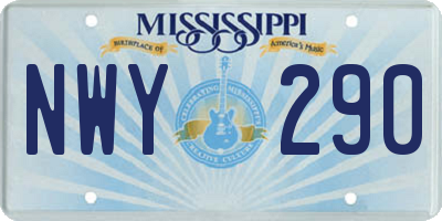 MS license plate NWY290