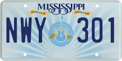 MS license plate NWY301