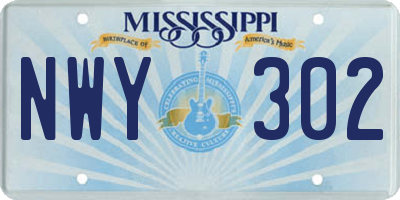MS license plate NWY302