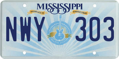 MS license plate NWY303