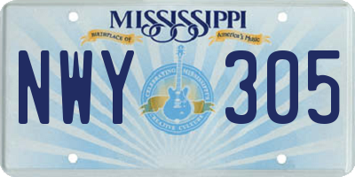 MS license plate NWY305