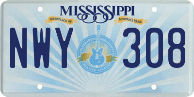 MS license plate NWY308