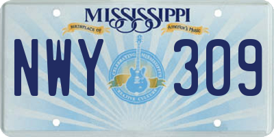 MS license plate NWY309