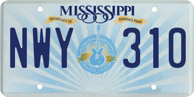 MS license plate NWY310