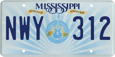 MS license plate NWY312