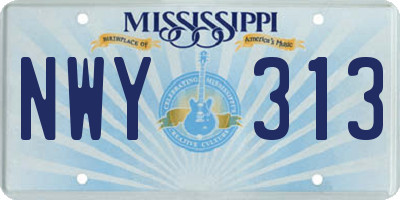 MS license plate NWY313