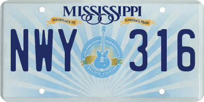 MS license plate NWY316