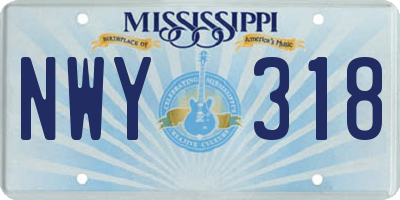 MS license plate NWY318