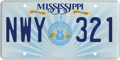 MS license plate NWY321