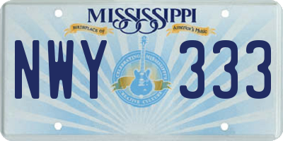 MS license plate NWY333