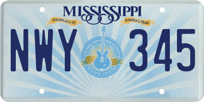 MS license plate NWY345