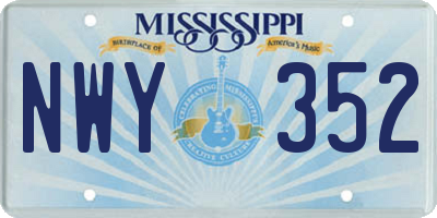 MS license plate NWY352