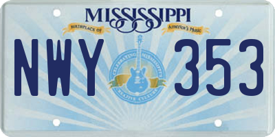 MS license plate NWY353