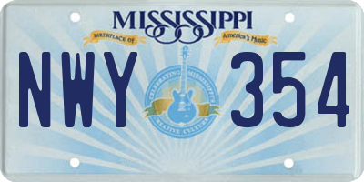 MS license plate NWY354