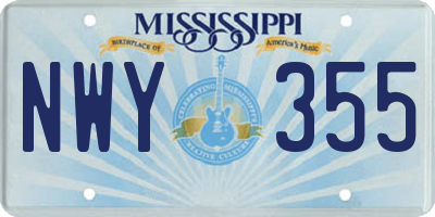 MS license plate NWY355