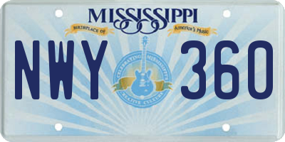 MS license plate NWY360