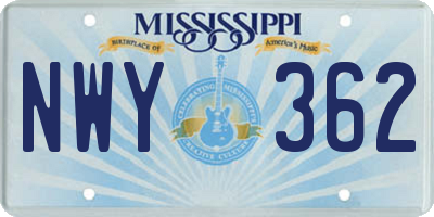 MS license plate NWY362