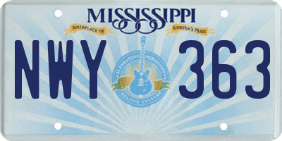 MS license plate NWY363