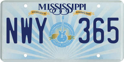MS license plate NWY365