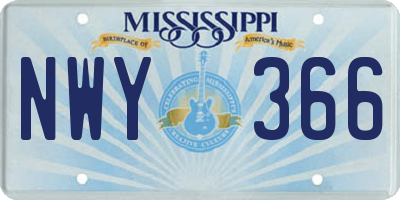 MS license plate NWY366