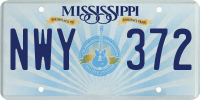 MS license plate NWY372