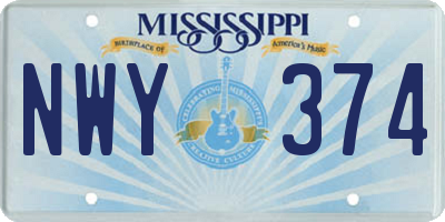 MS license plate NWY374
