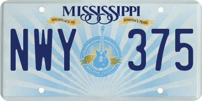 MS license plate NWY375
